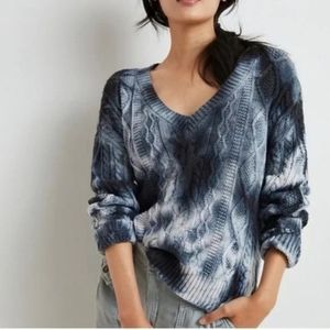 Anthropologie Blue and Gray V-Neck Sweater
